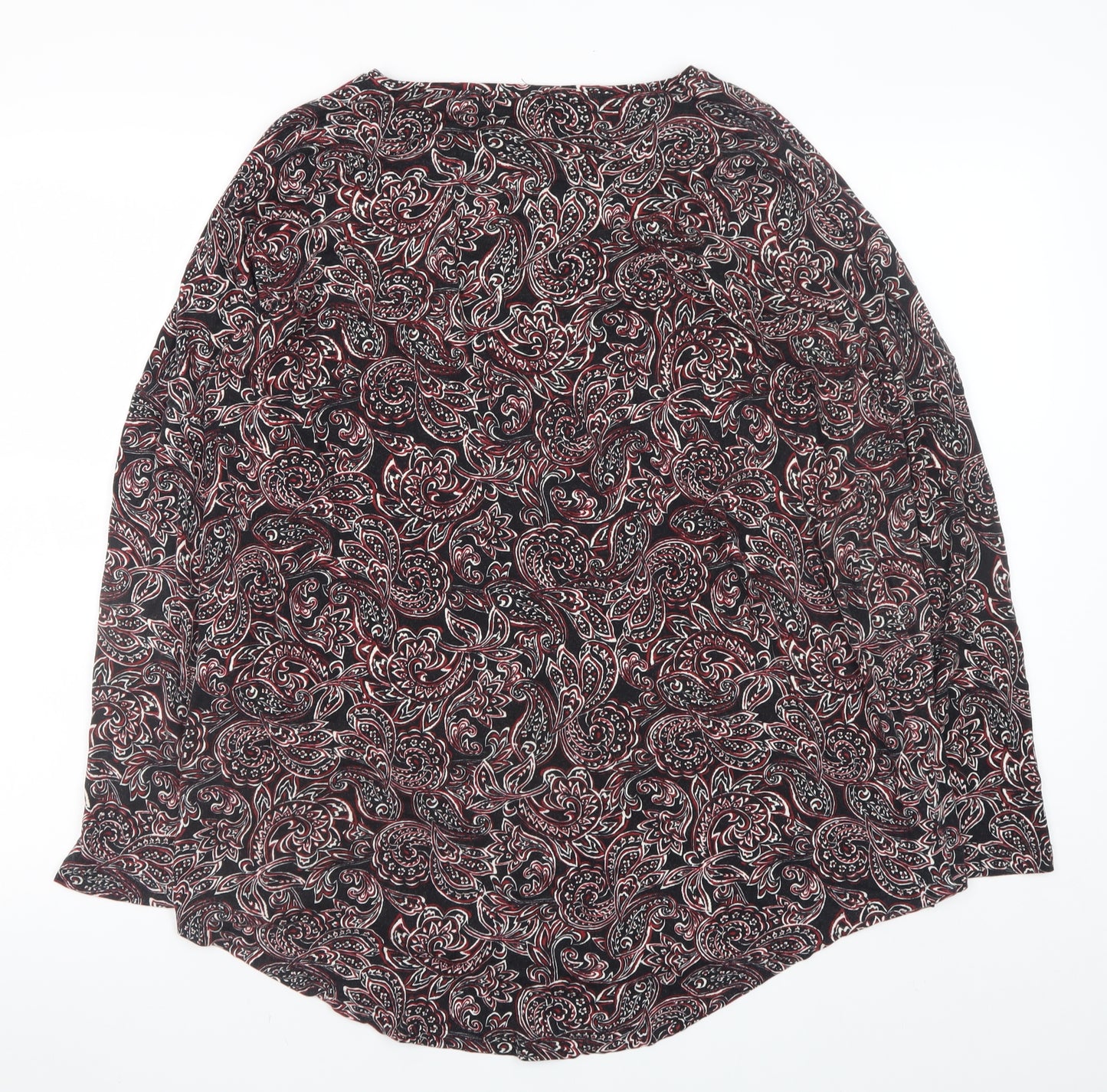 Papaya Women’s Black Red Paisley Long Sleeve Tunic Top Size L