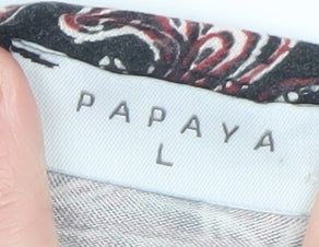 Papaya Women’s Black Red Paisley Long Sleeve Tunic Top Size L