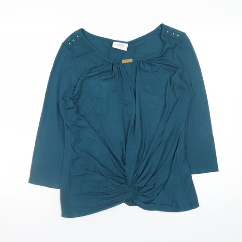 Wallis Women’s Green Jersey Knot Front Tunic Blouse Size 12