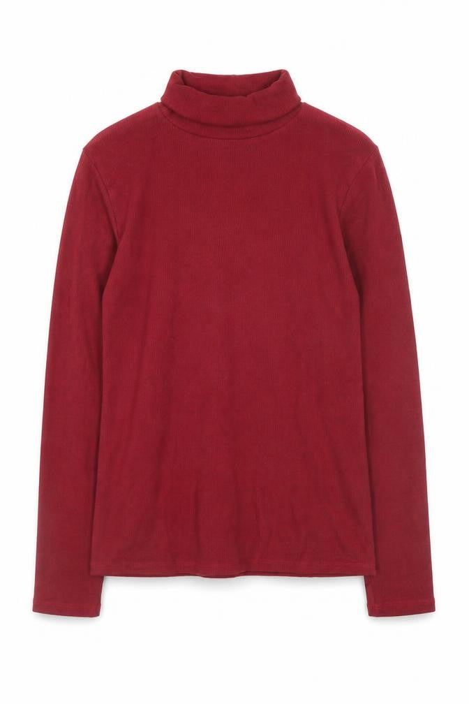 Marks and Spencer Womens Red Roll Neck Long Sleeve Cotton Blend Top UK 10
