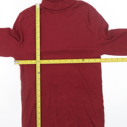 Marks and Spencer Womens Red Roll Neck Long Sleeve Cotton Blend Top UK 10