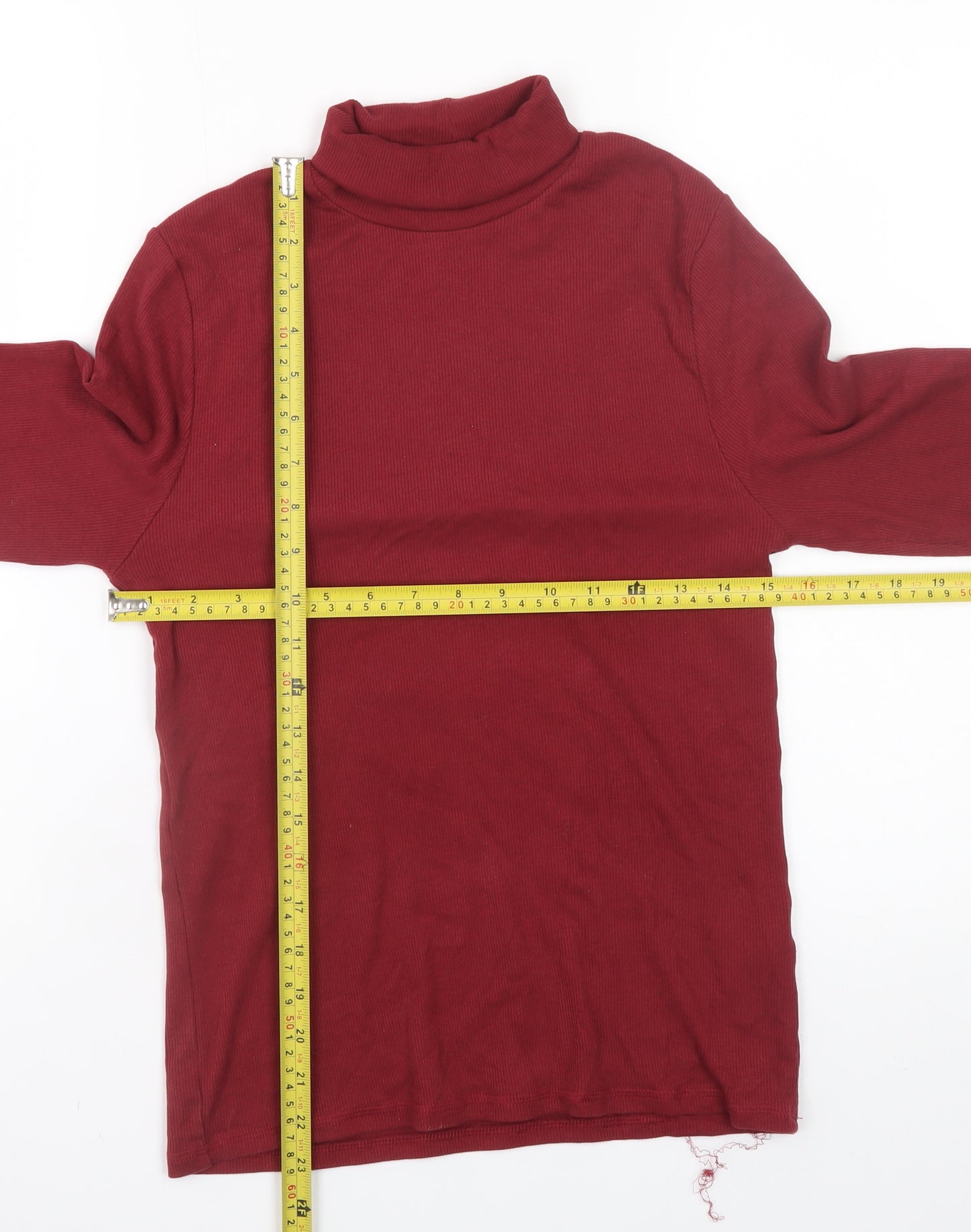 Marks and Spencer Womens Red Roll Neck Long Sleeve Cotton Blend Top UK 10