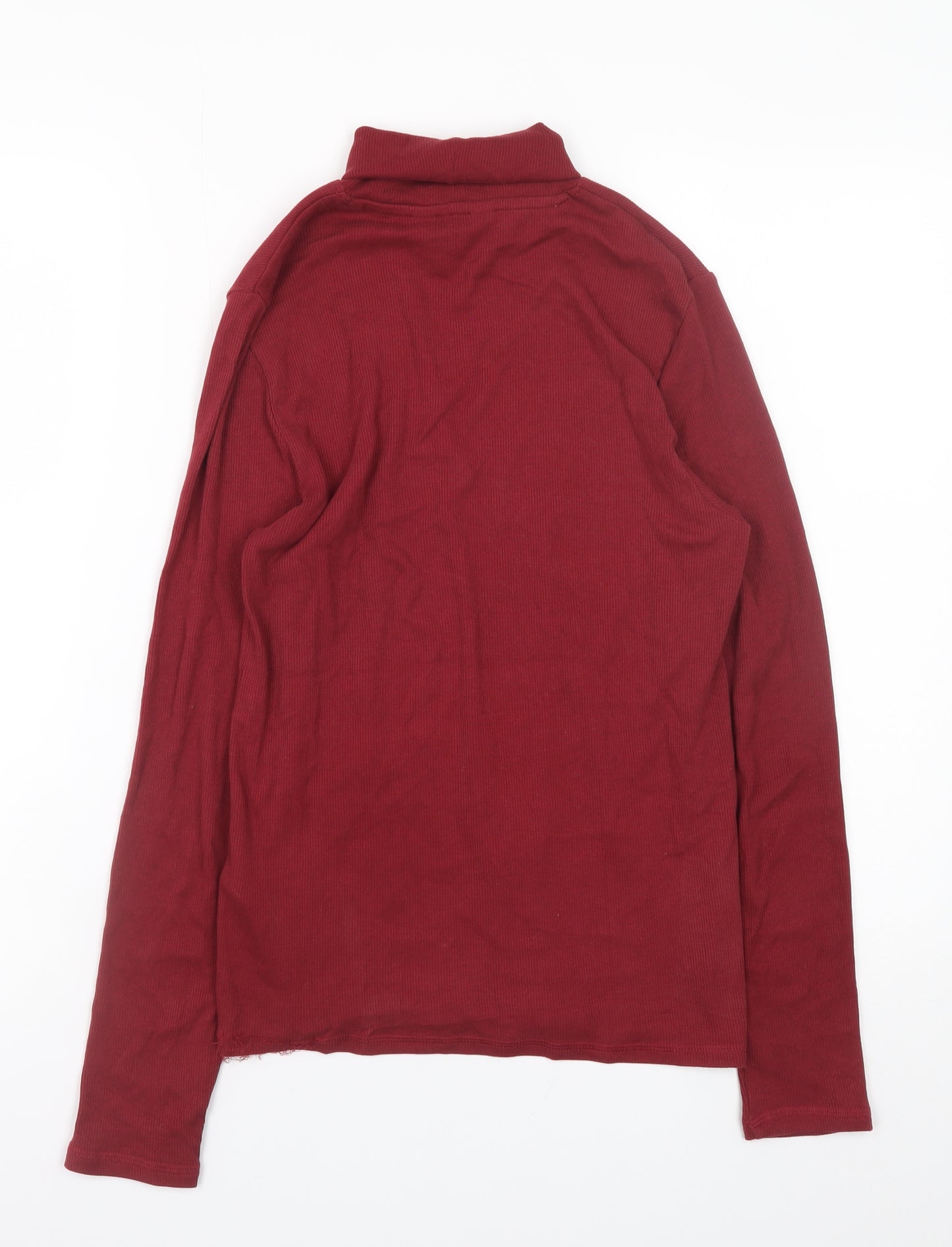 Marks and Spencer Womens Red Roll Neck Long Sleeve Cotton Blend Top UK 10