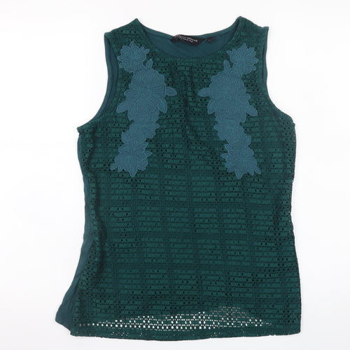 Dorothy Perkins Womens Green Sleeveless Lace Blouse UK 12