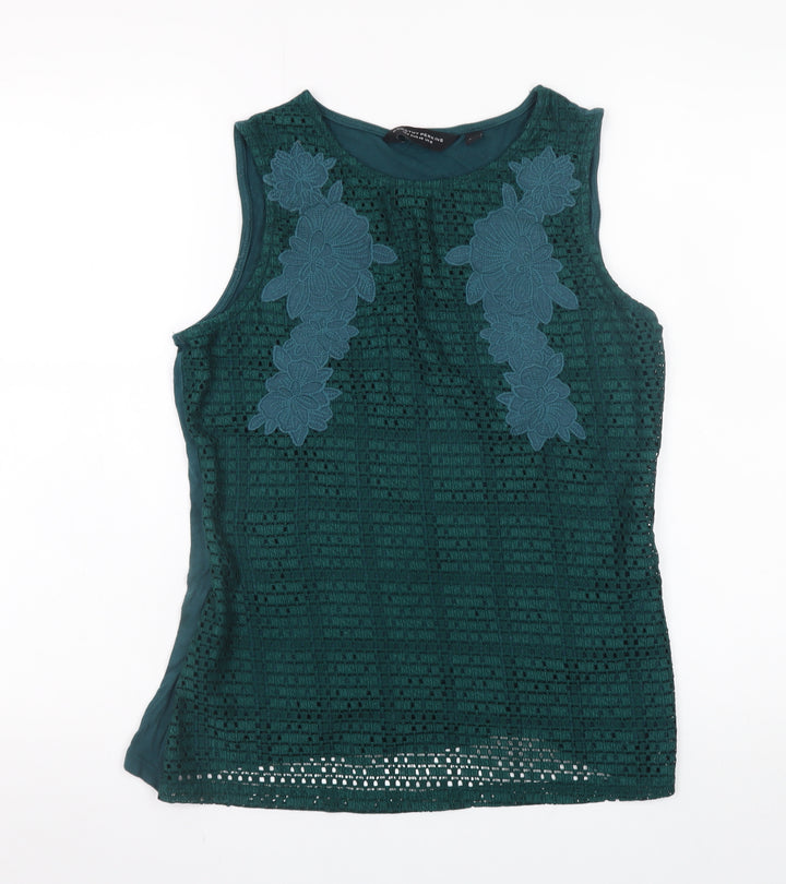 Dorothy Perkins Womens Green Sleeveless Lace Blouse UK 12