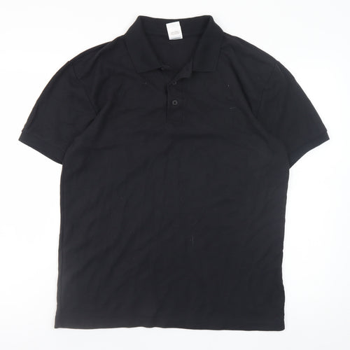 Fruit of the Loom Men's Black L Polo Shirt 65/35 Cotton Blend Short Sleeve