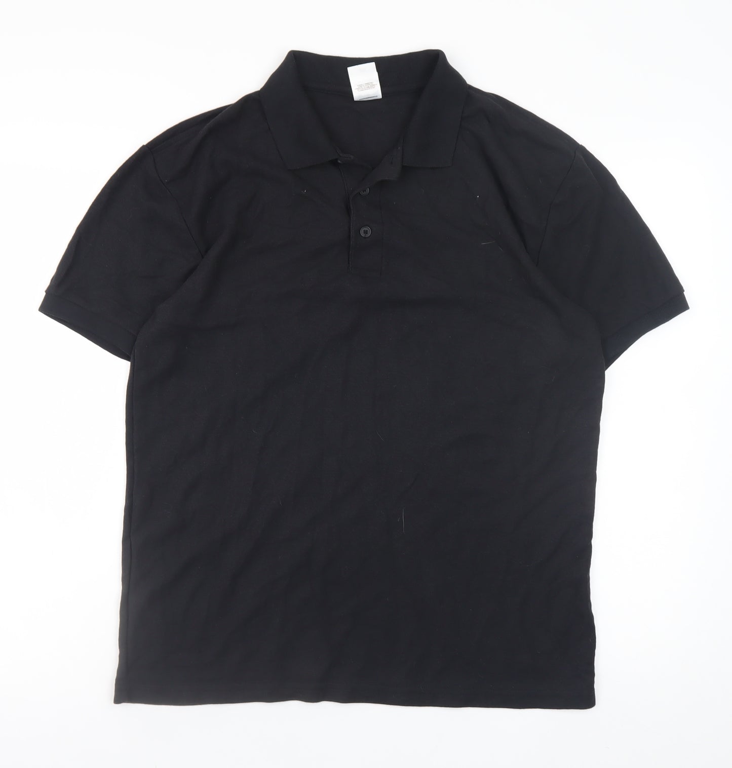 Fruit of the Loom Men's Black L Polo Shirt 65/35 Cotton Blend Short Sleeve