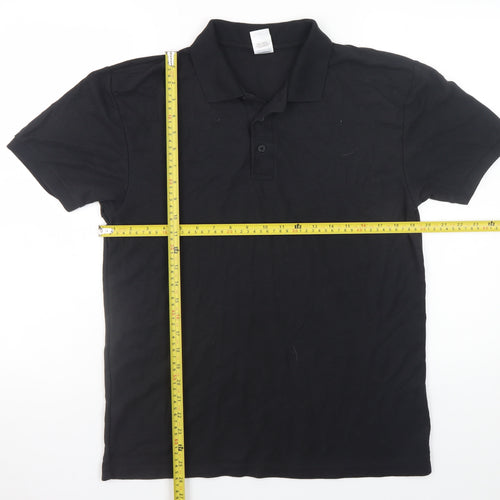 Fruit of the Loom Men's Black L Polo Shirt 65/35 Cotton Blend Short Sleeve