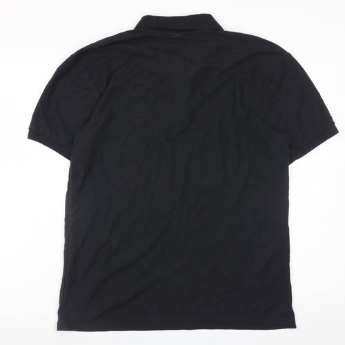 Fruit of the Loom Men's Black L Polo Shirt 65/35 Cotton Blend Short Sleeve