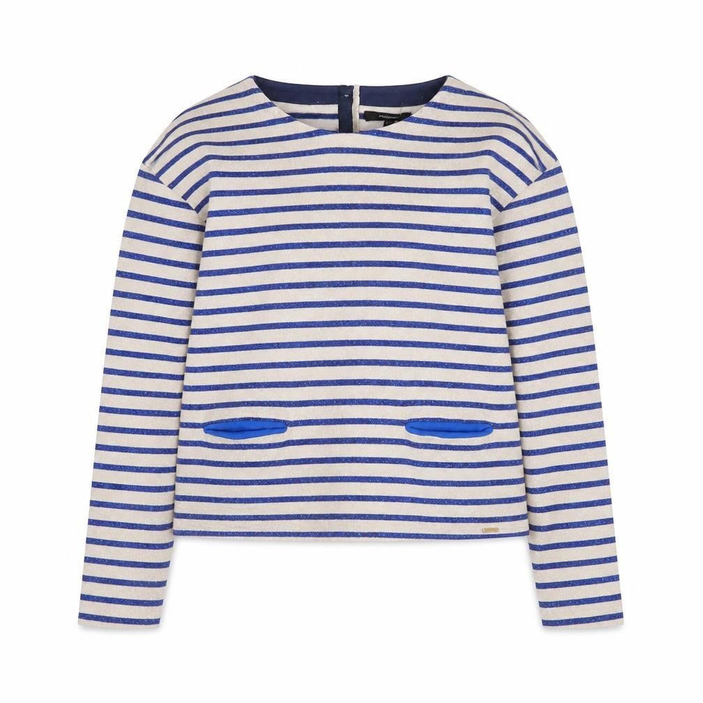 Marks and Spencer Girls Beige Blue Striped Long Sleeve T-Shirt 11-12 Years