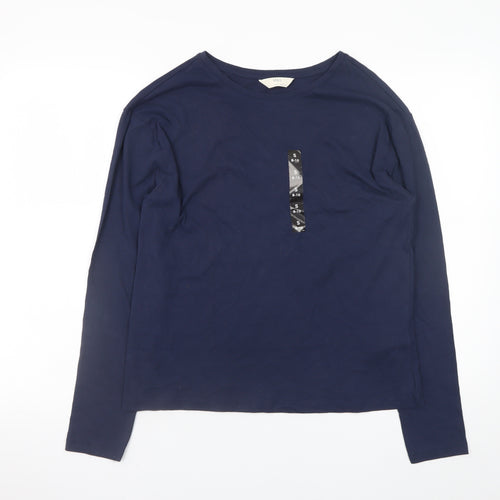 Marks and Spencer Women’s Blue Long Sleeve Cotton T-Shirt Small