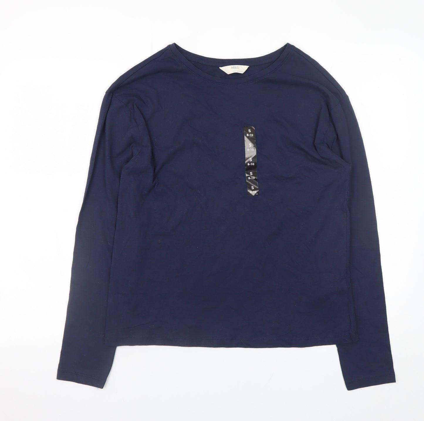 Marks and Spencer Women’s Blue Long Sleeve Cotton T-Shirt Small