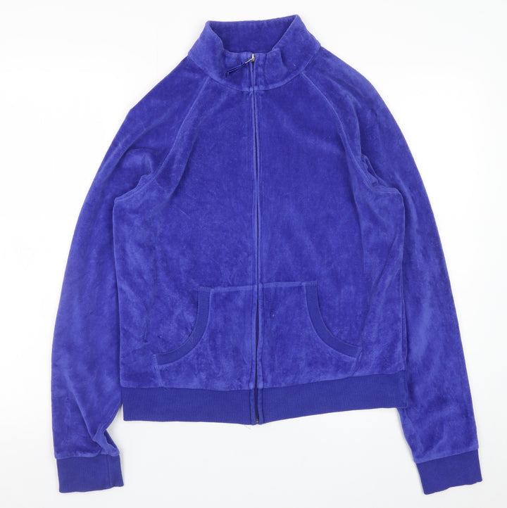 Marks and Spencer Women Blue Velour Full Zip Jacket UK 16