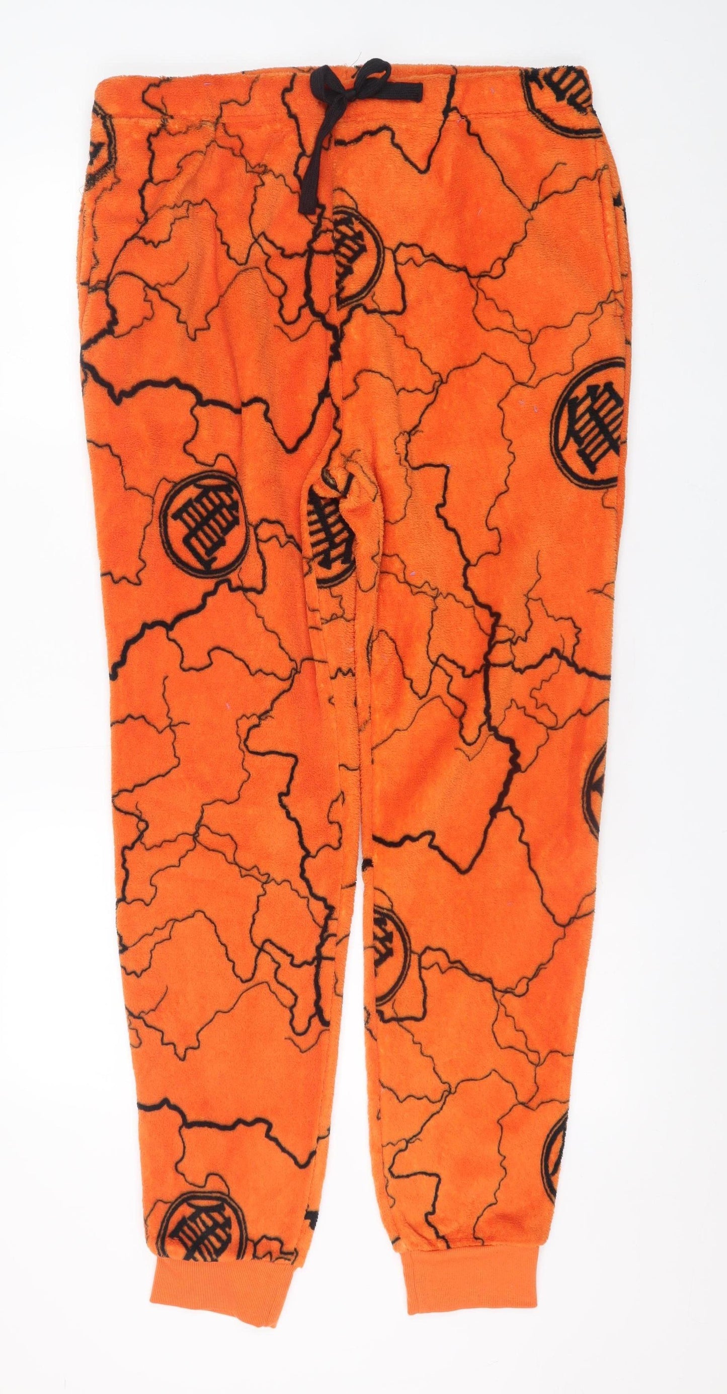 Primark Mens Orange Dragon Ball Fleece Pyjama Pants L