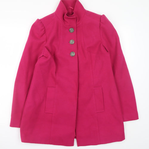F&F Women’s Pink Button Overcoat Size 12 Lined Mid-Length Coat