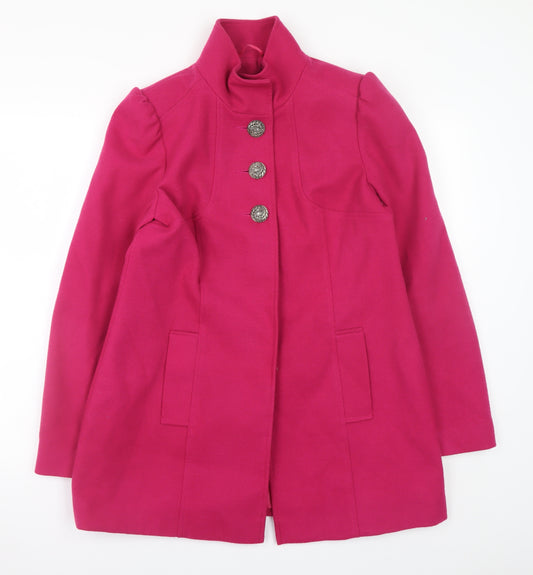 F&F Women’s Pink Button Overcoat Size 12 Lined Mid-Length Coat