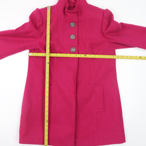 F&F Women’s Pink Button Overcoat Size 12 Lined Mid-Length Coat