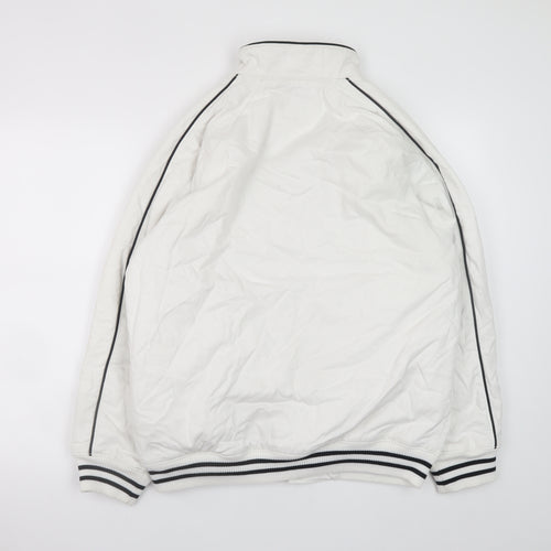 H&M Men’s White Racing Bomber Jacket XS Cotton Full Zip Retro Style