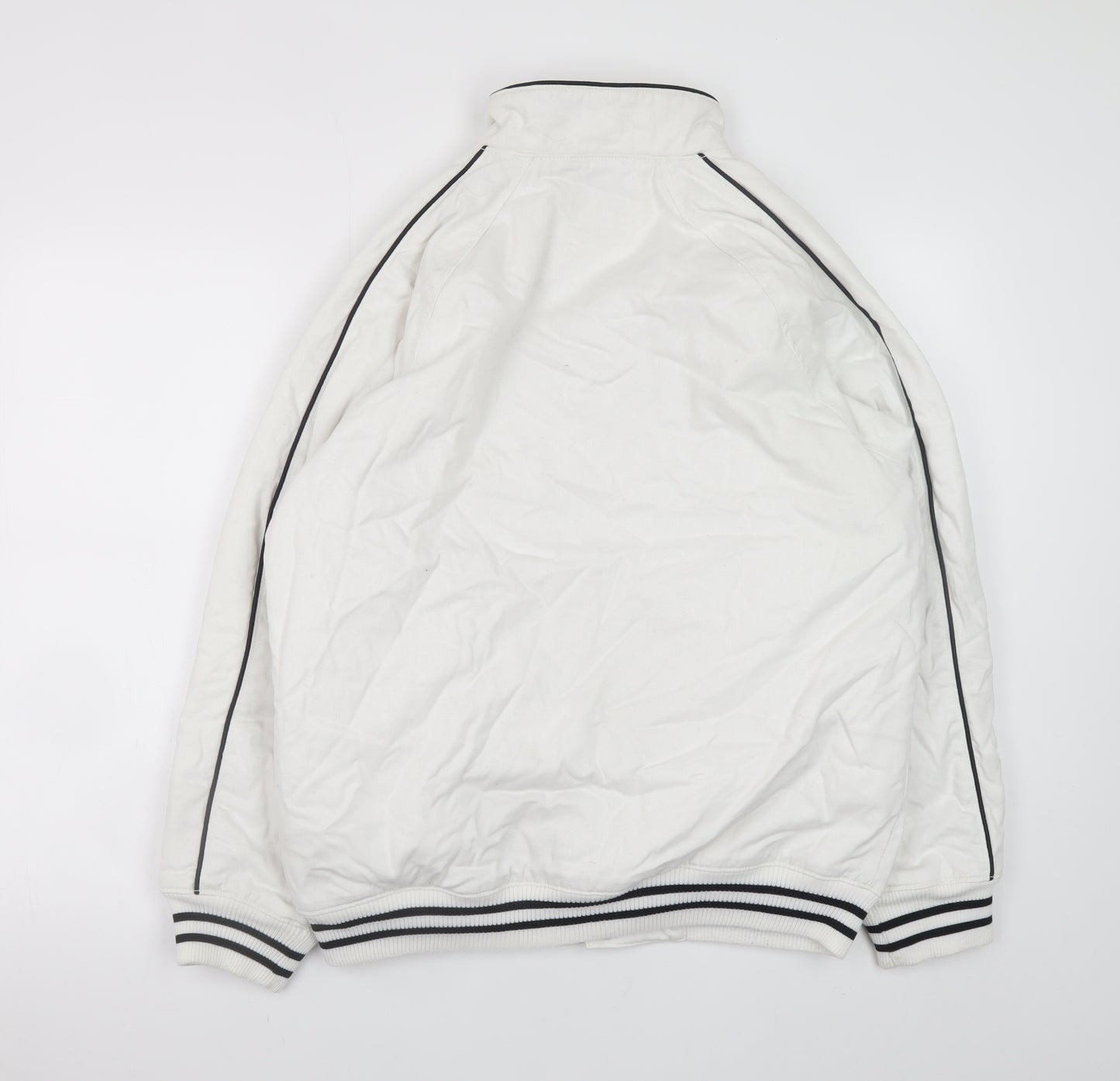 H&M Men’s White Racing Bomber Jacket XS Cotton Full Zip Retro Style