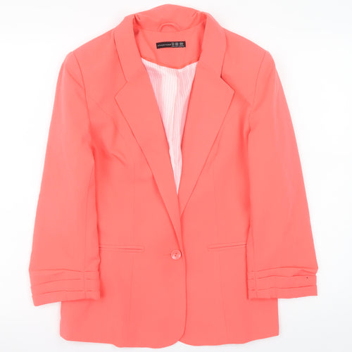 Atmosphere Women Coral Orange Blazer Jacket Size 10 Single-Breasted