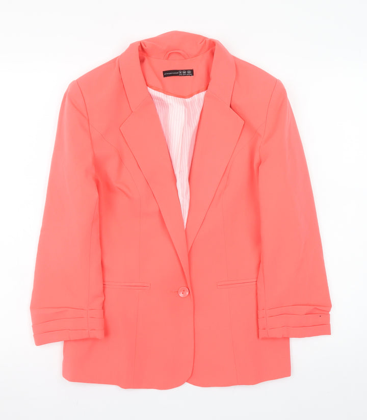 Atmosphere Women Coral Orange Blazer Jacket Size 10 Single-Breasted