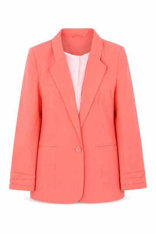 Front view of Atmosphere Women Coral Orange Blazer Jacket, size 10, Single-Breasted