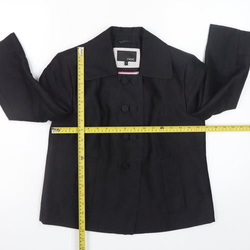 Next Women Black Wool Blend Pea Coat Size 8 Classic Workwear Style