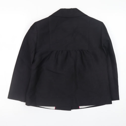 Next Women Black Wool Blend Pea Coat Size 8 Classic Workwear Style