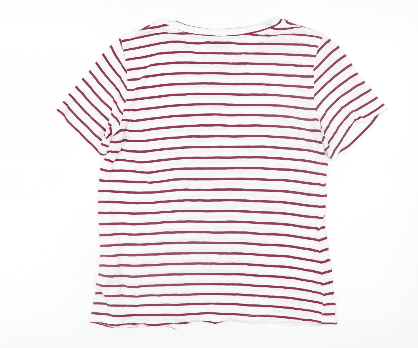 Warehouse Womens White Striped Short Sleeve Viscose T-Shirt UK 10