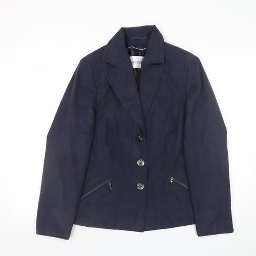 Artigiano Women's Blue Size 12 Blazer Jacket Classic Smart Lined