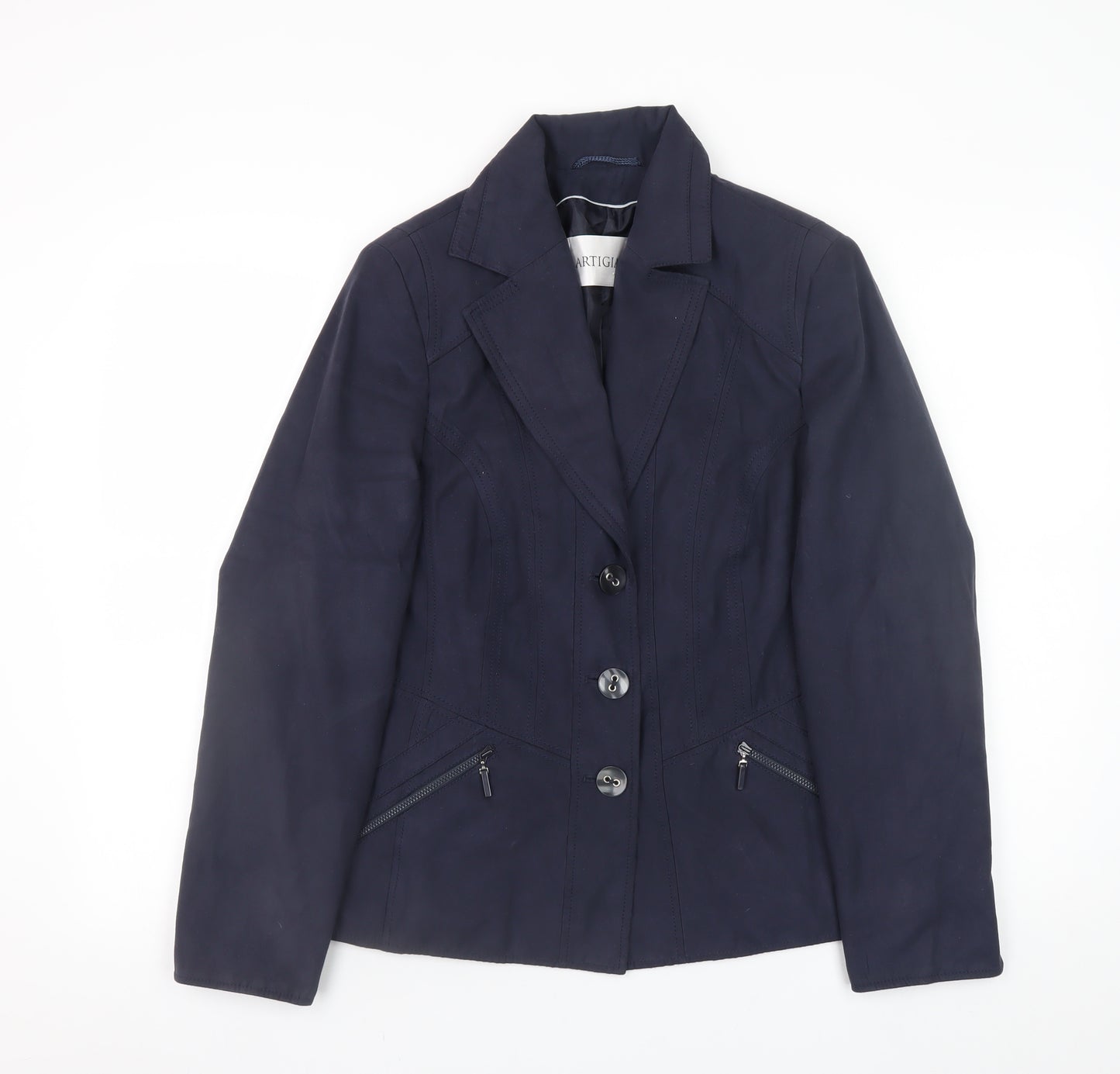 Artigiano Women's Blue Size 12 Blazer Jacket Classic Smart Lined