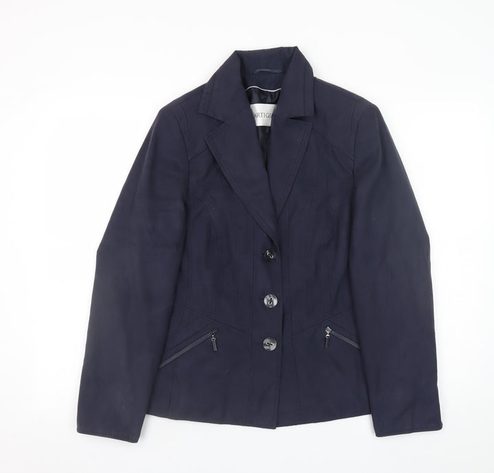 Artigiano Women's Blue Size 12 Blazer Jacket Classic Smart Lined