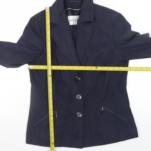 Artigiano Women's Blue Size 12 Blazer Jacket Classic Smart Lined