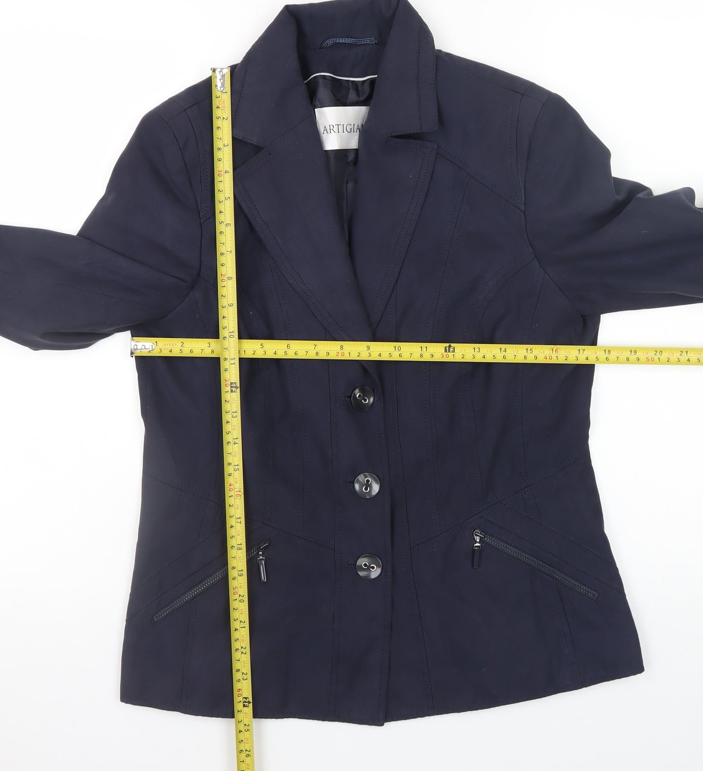 Artigiano Women's Blue Size 12 Blazer Jacket Classic Smart Lined