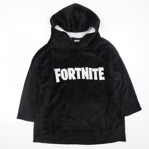Fortnite Boys Black Fleece Hooded Robe One Size Winter Nightwear
