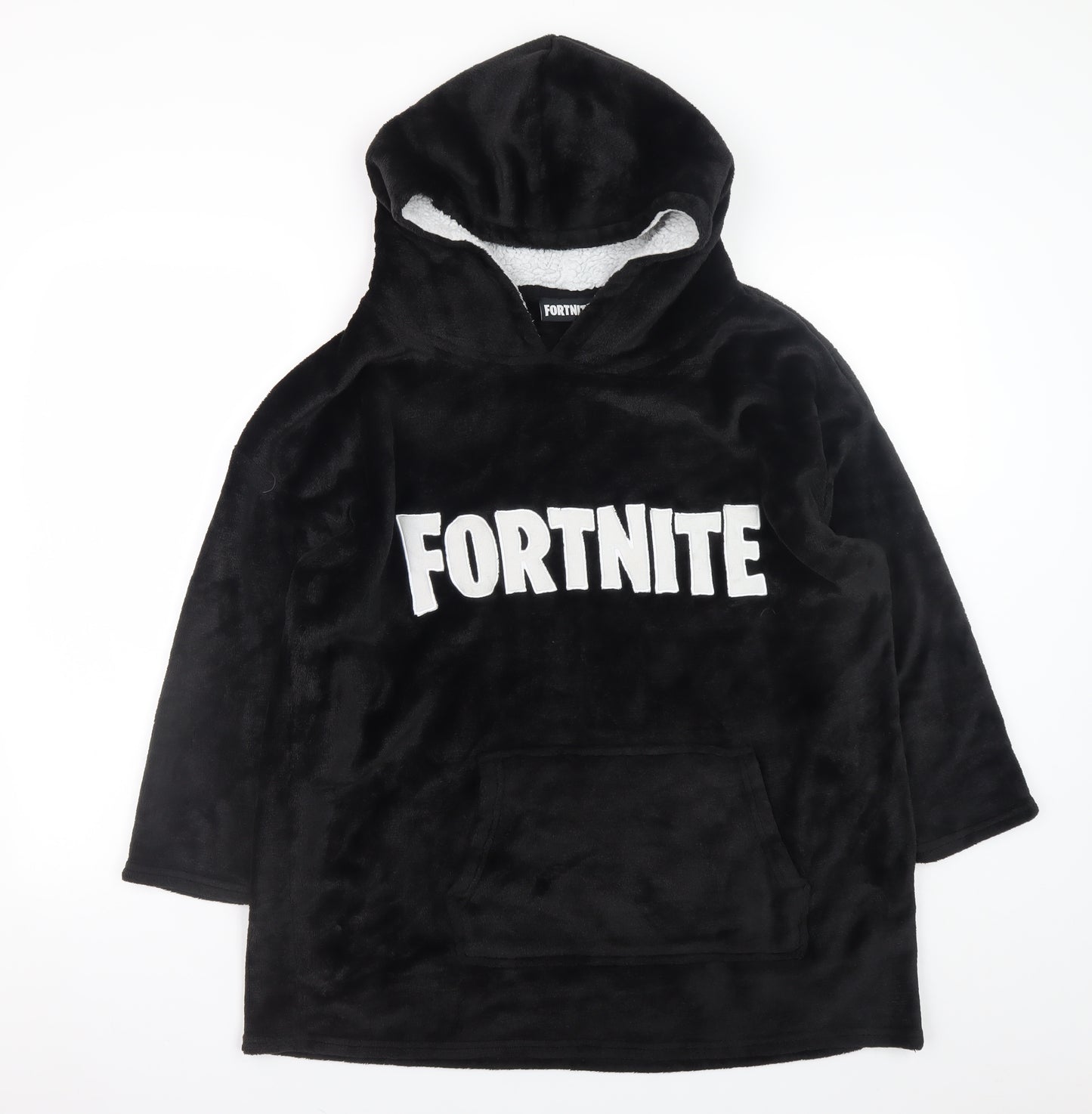 Fortnite Boys Black Fleece Hooded Robe One Size Winter Nightwear