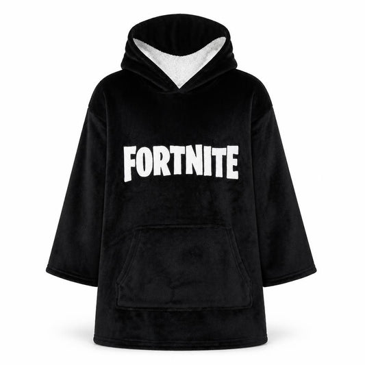 Fortnite Boys Black Fleece Hooded Robe One Size Winter Nightwear