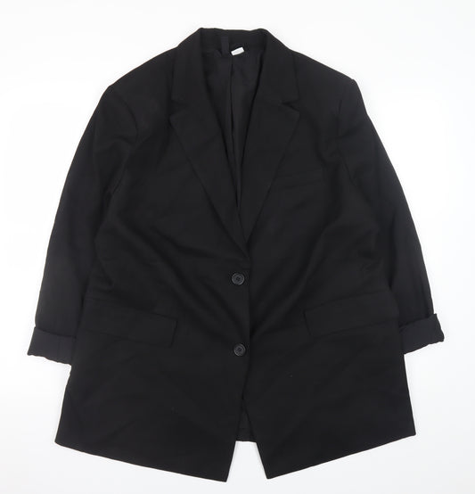 H&M Women’s Black Blazer Jacket Size 14 Lined Single Breasted Workwear