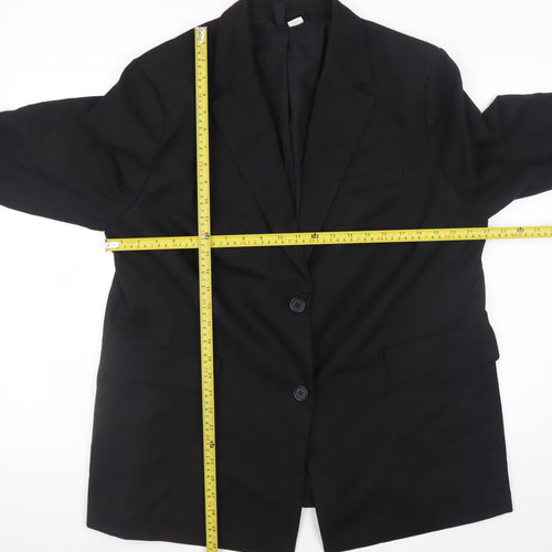 H&M Women’s Black Blazer Jacket Size 14 Lined Single Breasted Workwear