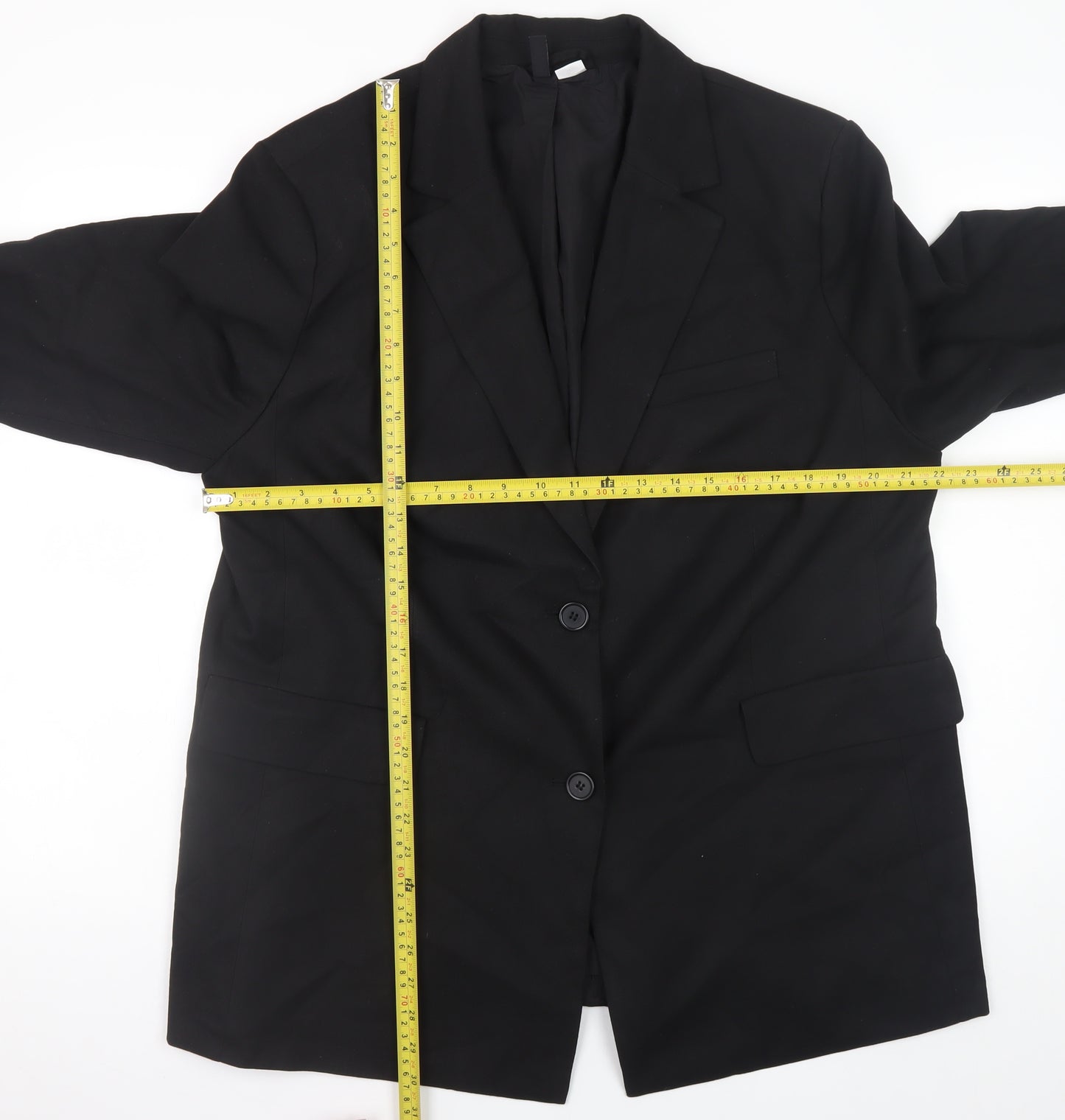 H&M Women’s Black Blazer Jacket Size 14 Lined Single Breasted Workwear