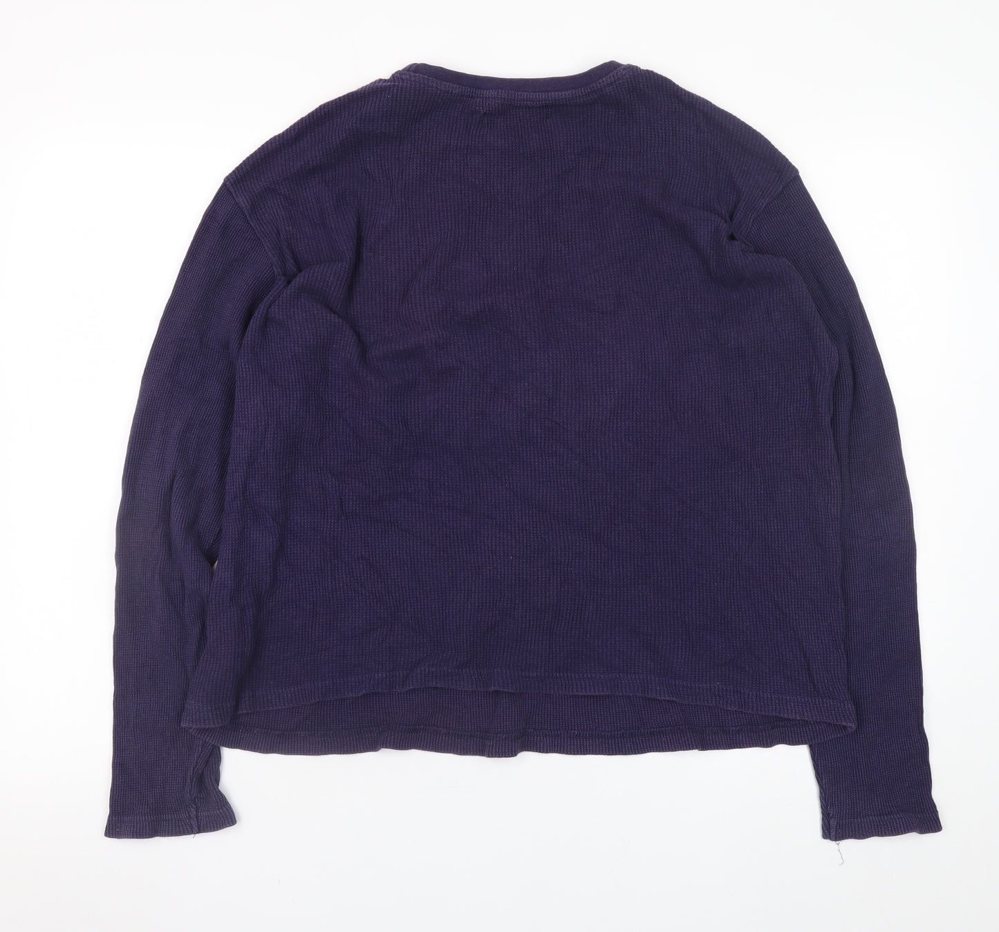 REDTAG Men Blue Montana Graphic Waffle-Knit Pullover Jumper M