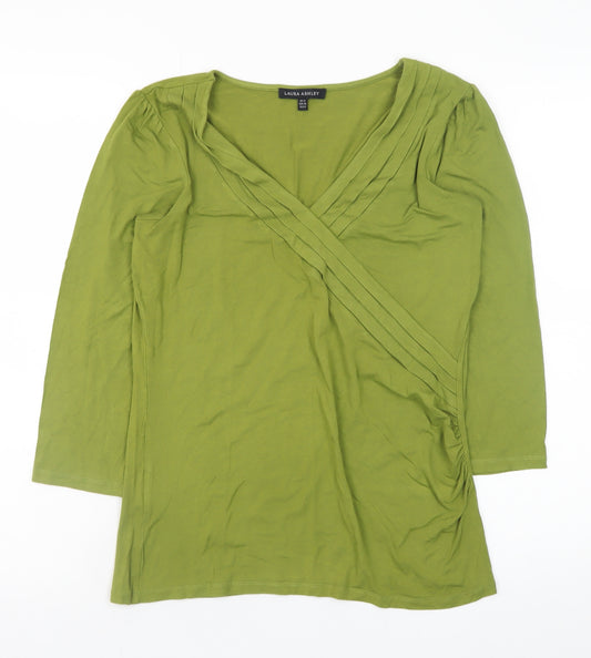 Laura Ashley Women’s Green Wrap Style 3/4 Sleeve Blouse UK 12