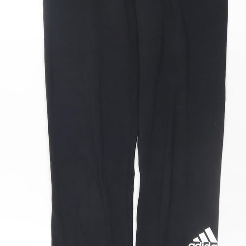 Adidas Girls Black 13-14 Years Ankle Leggings Stretch Cotton Blend