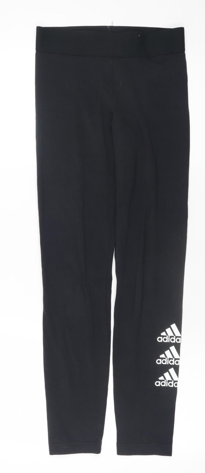 Adidas Girls Black 13-14 Years Ankle Leggings Stretch Cotton Blend