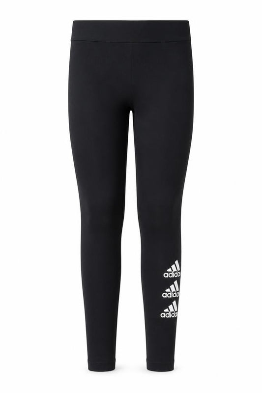 Front view of Adidas girls’ black 13-14 years ankle leggings stretch cotton blend