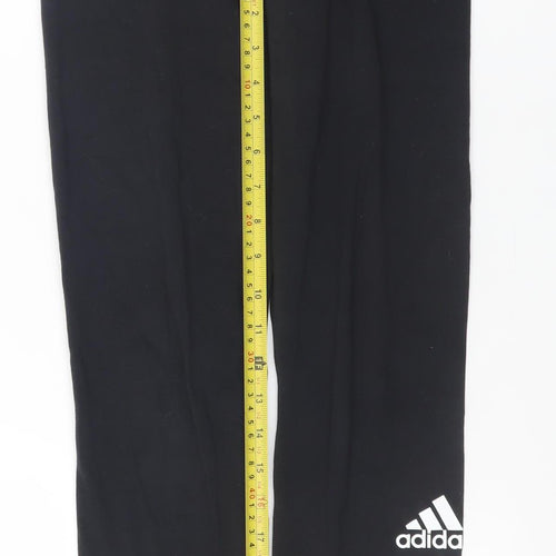 Adidas Girls Black 13-14 Years Ankle Leggings Stretch Cotton Blend