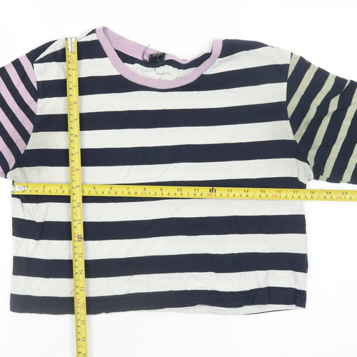 Urban Outfitters Women's Multicoloured Cropped Striped Long Sleeve T-Shirt M