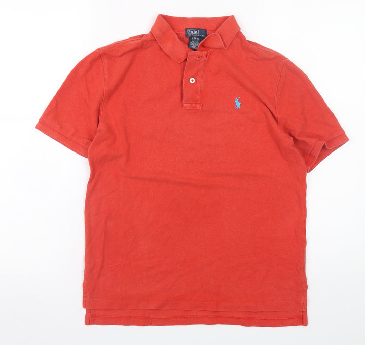 Ralph Lauren Teens Red Cotton Polo Shirt Size L (14-16) Classic Fit