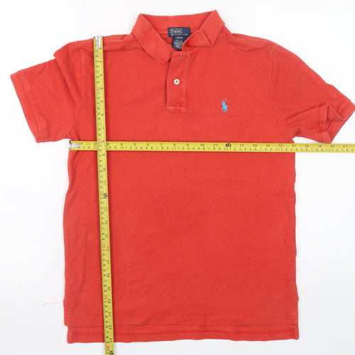 Ralph Lauren Teens Red Cotton Polo Shirt Size L (14-16) Classic Fit