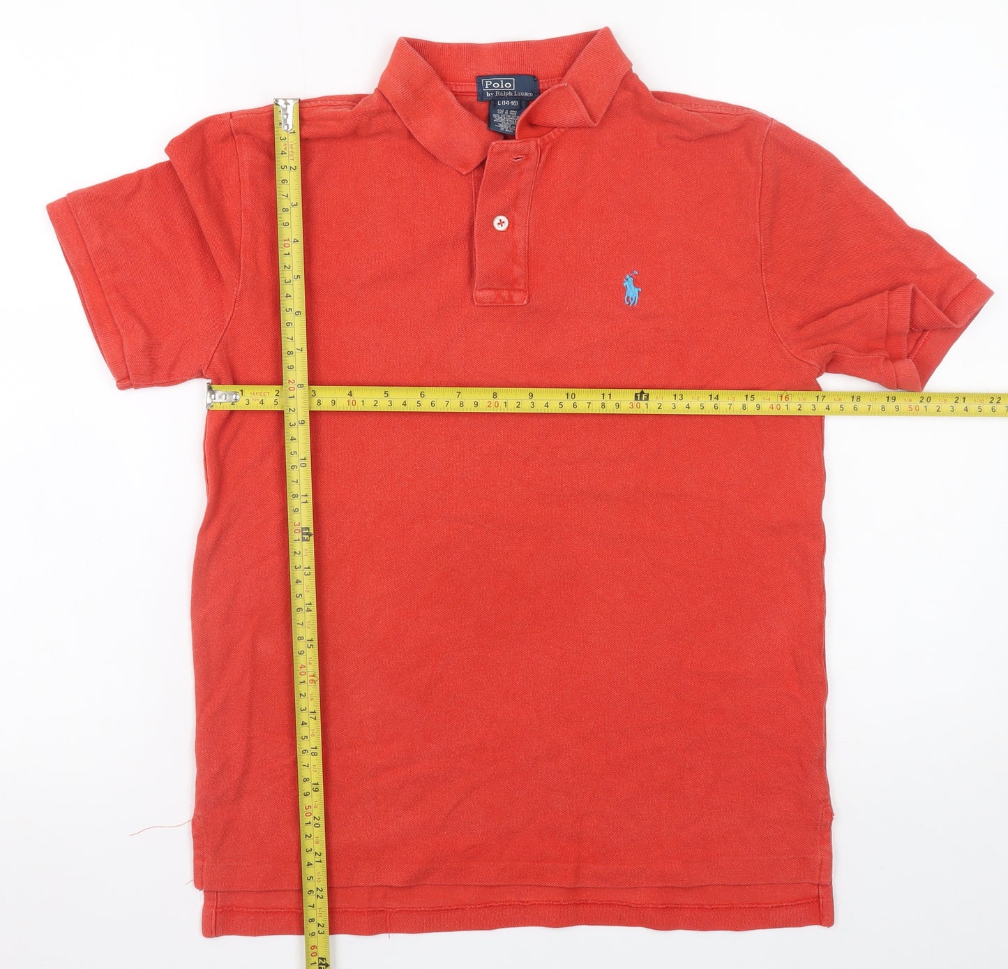 Ralph Lauren Teens Red Cotton Polo Shirt Size L (14-16) Classic Fit